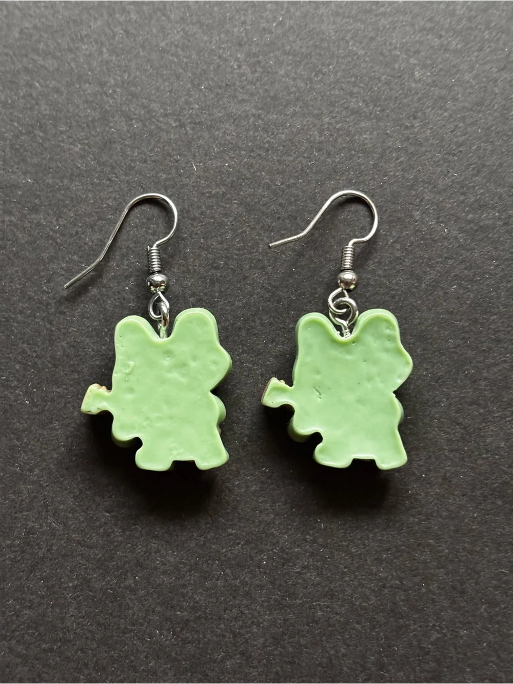 Green Frog Guitar Dangle Earrings | Cute Kawaii Kids